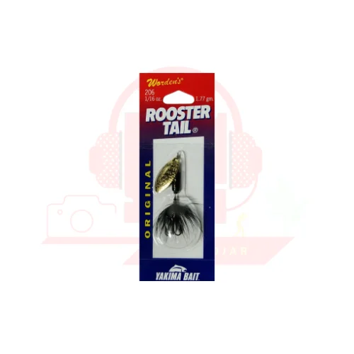 Señuelo de cucharilla Rooster Tail – 1/16 oz (Negro y dorado).